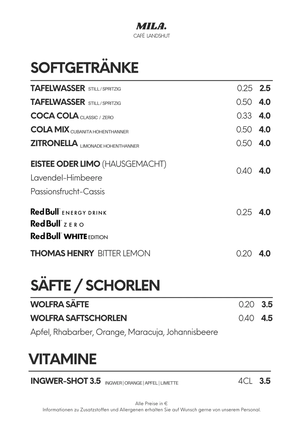 MILA. Menü, Seite 4