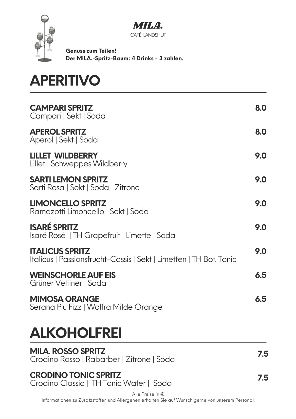 MILA. Menü, Seite 6